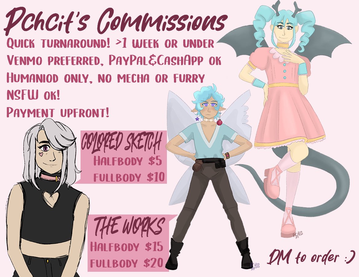 pchcit's tweet photo. I need some quick cash, comms are open! Also ask about character designs! https://t.co/q3gNMlHmlK