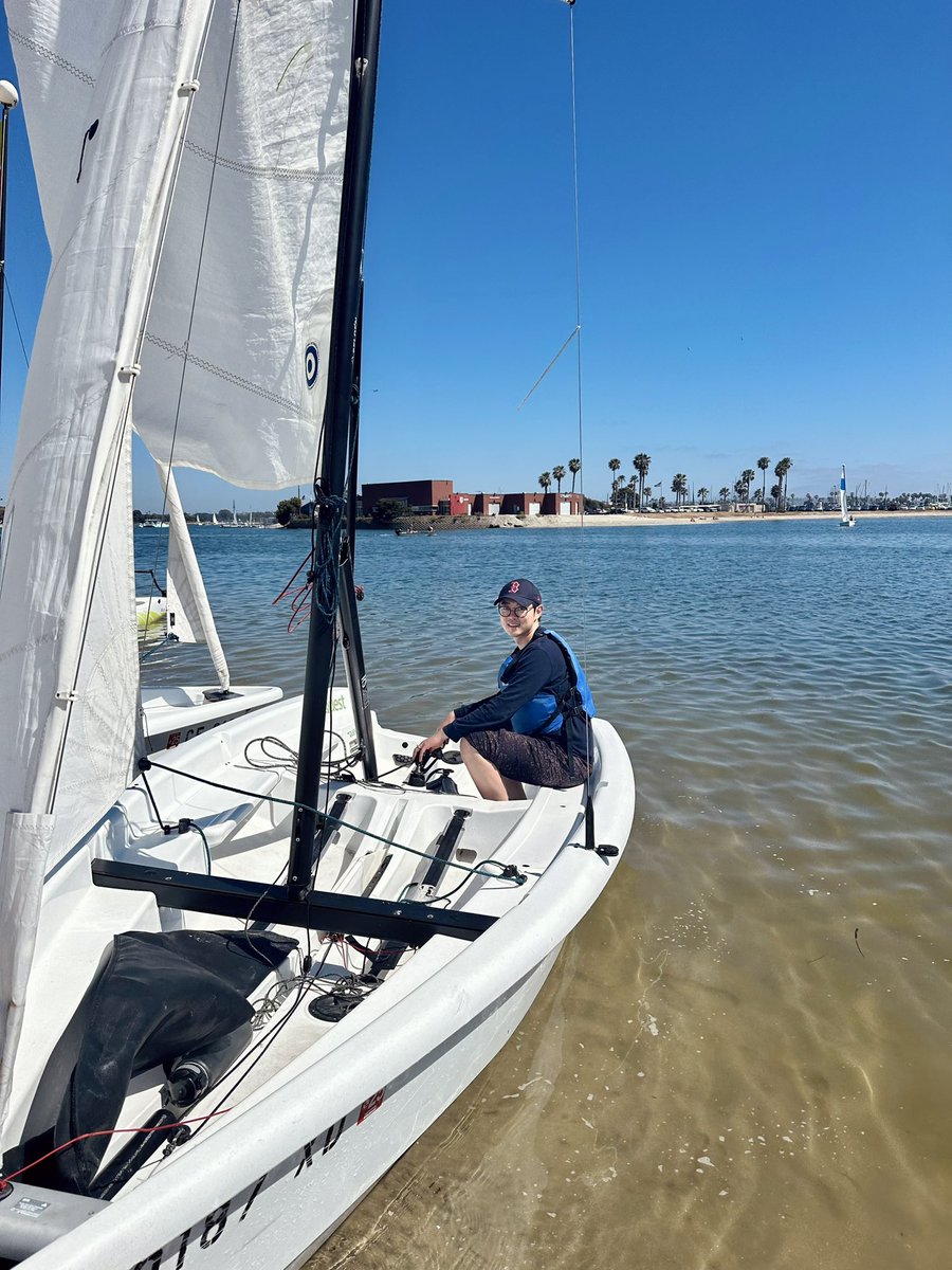 Picking up a new hobby in sunny San Diego: Did I get majorly sunburned? Yep. Did I capsize? Yeh. Did I have the most fun learning how to sail? Heck yeah! This physicist is riding the waves! #SailingLife #NewHobbies #Adventure #PhysicistAtSea