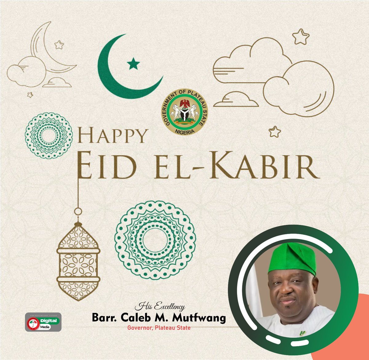 Happy Eid El-Kabir His Excellency, <a href="/CalebMutfwang/">Caleb Mutfwang</a> and the good people of Plateau State (Home of Peace and Tourism)

#PDPGFDigitalMedia
#pdpgf