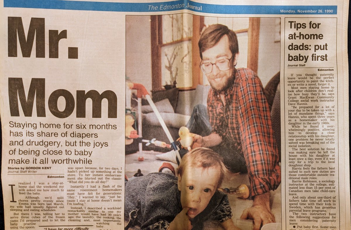 In the early 90’s, our own <a href="/EmmaFeutl/">Emma Feutl Kent</a>'s dad was one of the first men in Canada to take part in Canada’s newly minted paternity leave program. It was so novel, it inspired a full-page newspaper spread!

Happy #FathersDay! #PaidLeaveForAll
👉 bit.ly/DadsOnParental…