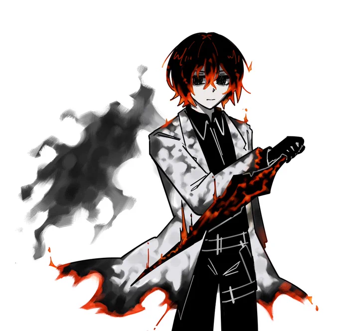 4th match flame yi sang drawn for my sister.......... i dont know how to properly render smoke/ash sigh
