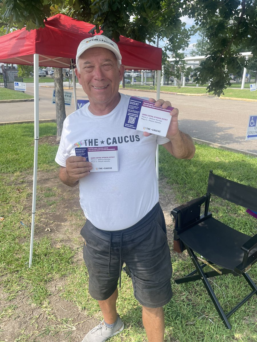 CIAHTX's tweet photo. Jack Valinski is passing out the @HLGBTQCaucus endorsement card today. He’s staying well-hydrated so he just simply doesn’t pass out. The Caucus has endorsed @MelissaNoriega &amp; @Pelumi4tx. Voting is until 7. Tell someone you know! https://t.co/Y5QsZvzgTN