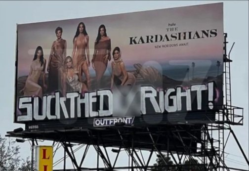 KardashTruths's tweet photo. The Kardashian billboard was vandalized in West Hollywood https://t.co/bN9MOMPVHr