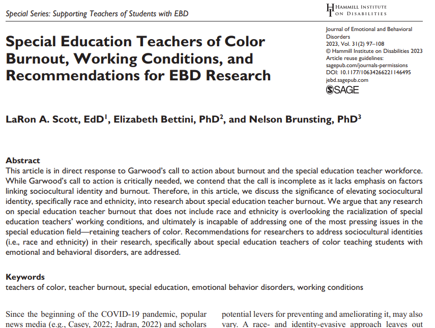 Teachers of color who teach marginalized students may be given systematically weaker resources. Thus, TOC may experience unequal access to resources &amp; power based on how both their own &amp; their students’ identities are positioned in a system of oppression. —Scott et al.