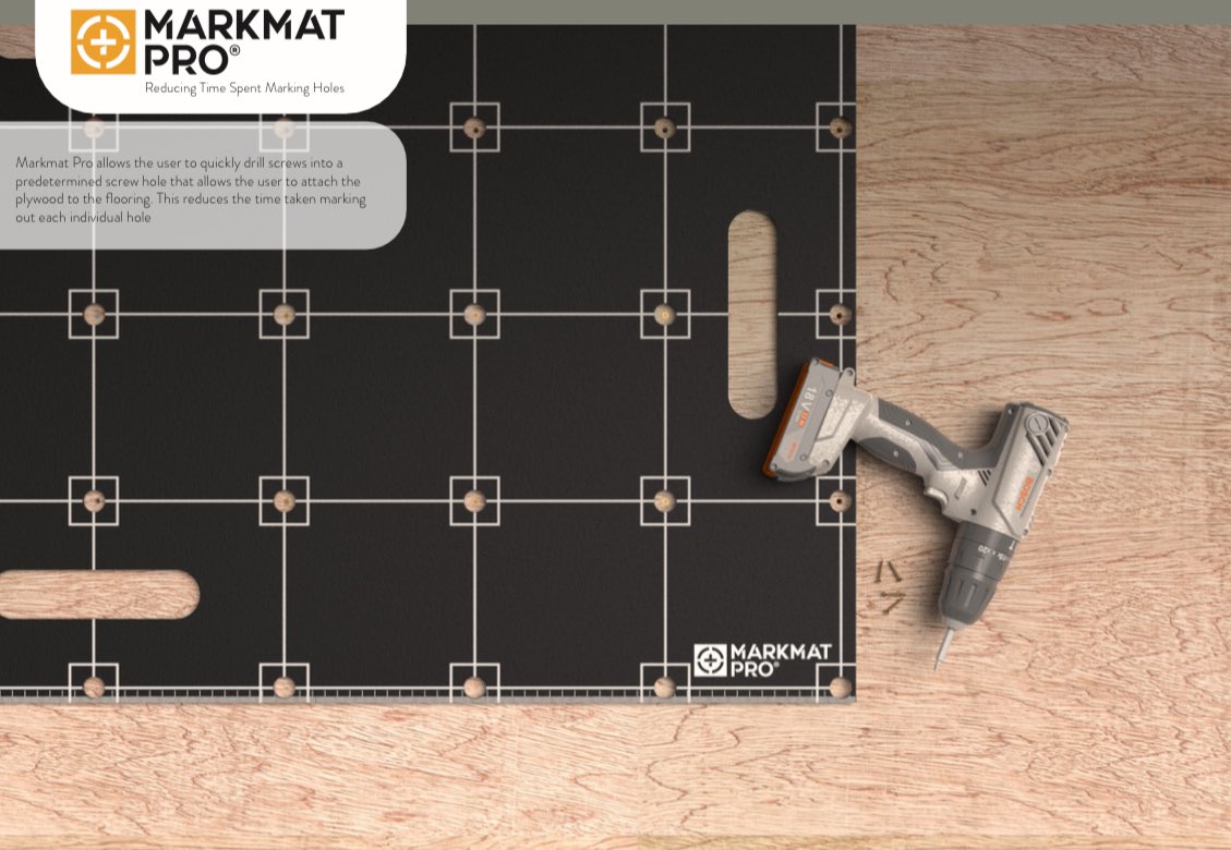 Introducing the MarkMat Pro.

The professional tradesman’s &amp; diy enthusiast marking template to quickly fit plywood &amp; sheet material to subfloors at the correct measurements. 

Saving the professional tradesman 15 minutes of marking out time per full sheet of plywood. 

🦺