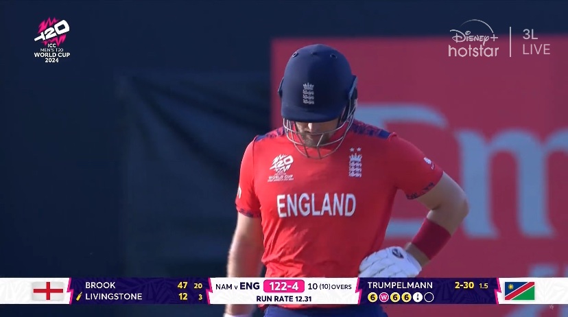 MidnightMusinng's tweet photo. Fantastic end to the innings by England! Get 122 in 10 overs. 

England got 40 runs off the last 2 overs!! 🔥🔥

Harry Brook 47(20)
Liam Livingstone 13(4)
Moeen Ali 16(6)

#INDvsCAN #ENGvsNAM #Melodi  #t20inUSA #ShubmanGill #PakistanCricket  #NepalCricket #WorldCup2024 #SAvsNEP  #T20WorldCup #RohitSharma #ViratKohli #Florida