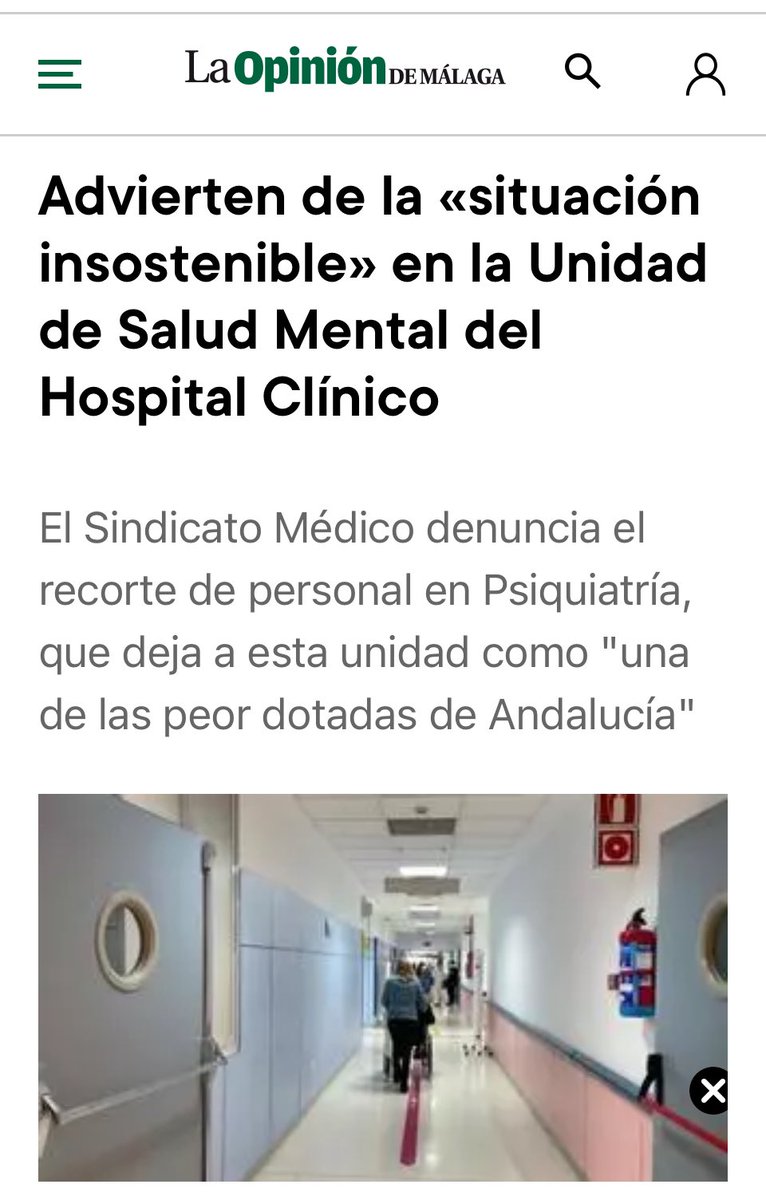El Sindicato Médico ,fieles seguidores del PP , advierten  de la «situación insostenible» en la Unidad de Salud Mental del Hospital Clínico de #Málaga por parte de Moreno Bonllla