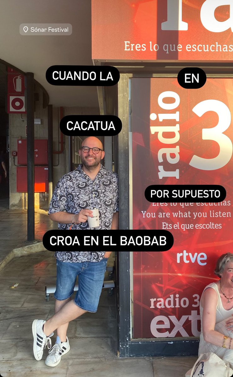 Cuando la cacatua croa en el baobab.
En radio 3, por supuesto.
<a href="/ferranbdn/">Ferran Pallàs</a> <a href="/LaSotana_/">La Sotana</a> <a href="/Modgi/">Magí</a>