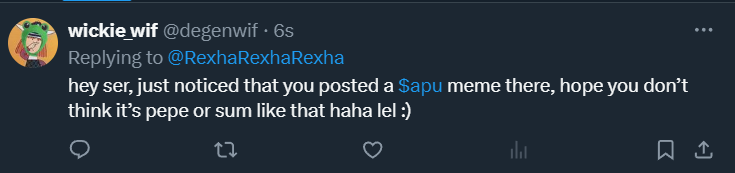 RexhaRexhaRexha's tweet photo. Are $APU holders the Lazy Lions of Memecoins? https://t.co/xurNmYC7Ta