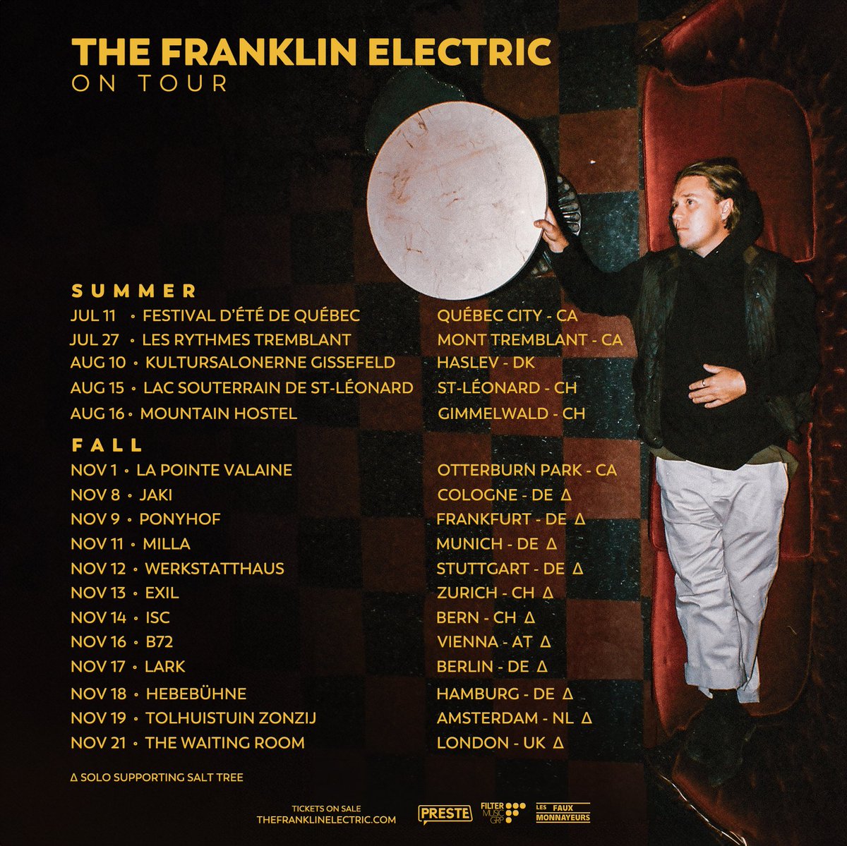 The Franklin Electric (@thefranklinelec) on Twitter photo Canada & Europe! See you soon I'm very excited for all this 
Grab your tickets:
thefranklinelectric.com Canada & Europe! See you soon I'm very excited for all this 
Grab your tickets:
thefranklinelectric.com