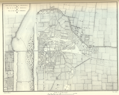 aurorft's tweet photo. 🕰️La investigación abarca desde la Mérida romana hasta la aparición de las primeras cartografías históricas a principios del siglo XIX, en concreto hasta el plano de Alexander Laborde de 1806 ¡El plano más antiguo conocido hasta ahora de Mérida!. https://t.co/0I8iCkQHmD