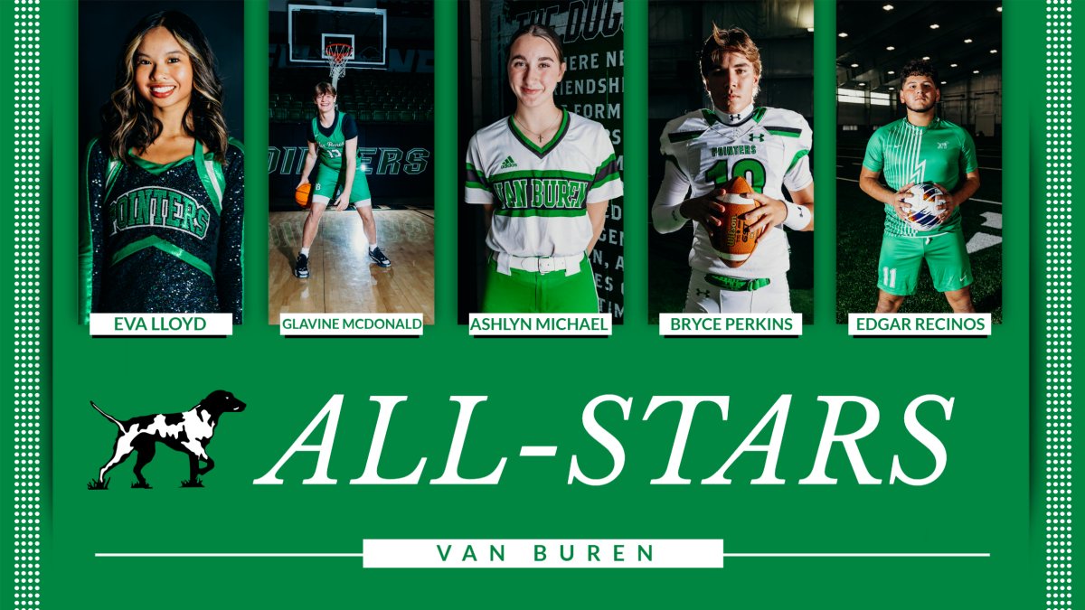 Congrats again to our <a href="/VanBurenHS/">VB High School</a> All-Stars!  They will play in their respective All-Star games next week at UCA in Conway!
Boys Soccer - June 19 at 7:00
Softball - June 21 at 4:00
Boys Basketball - June 22 at 3:00
Football - June 22 at 6:00
Dance performs at Bball/Fball