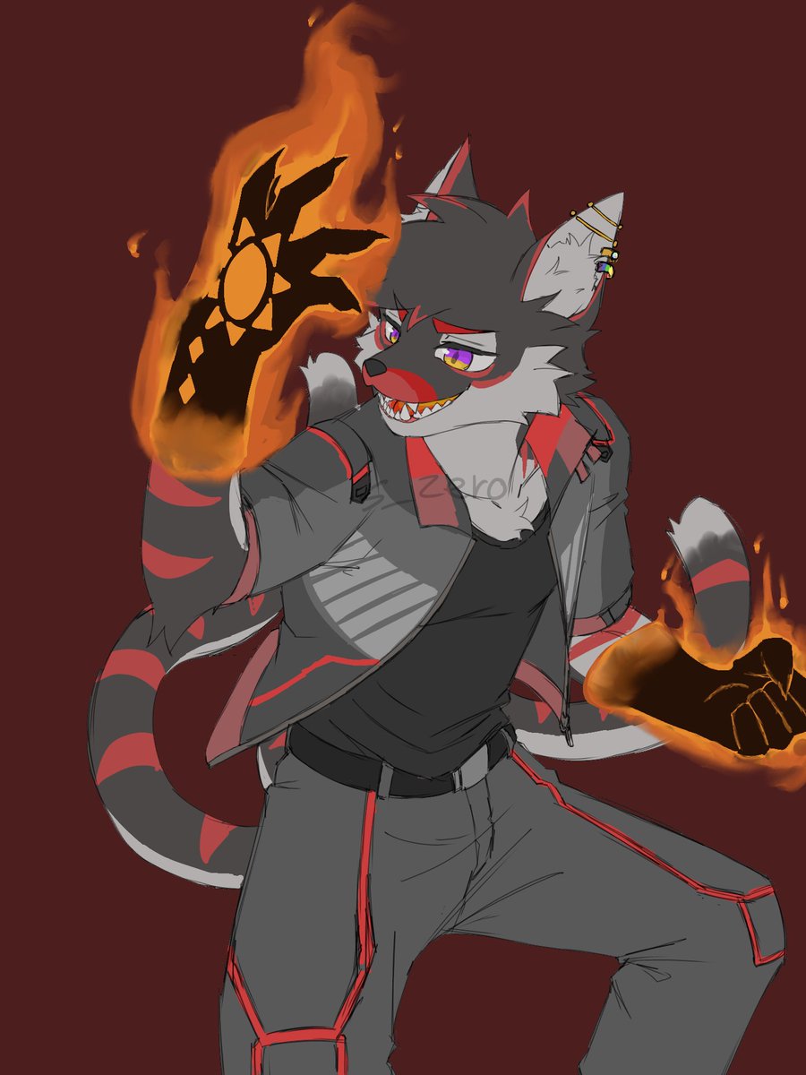 System_O0's tweet photo. draw Tora the Sun Cat (Basically fire god with world dominance thought) cus i was bored https://t.co/qwPNNwtI1v