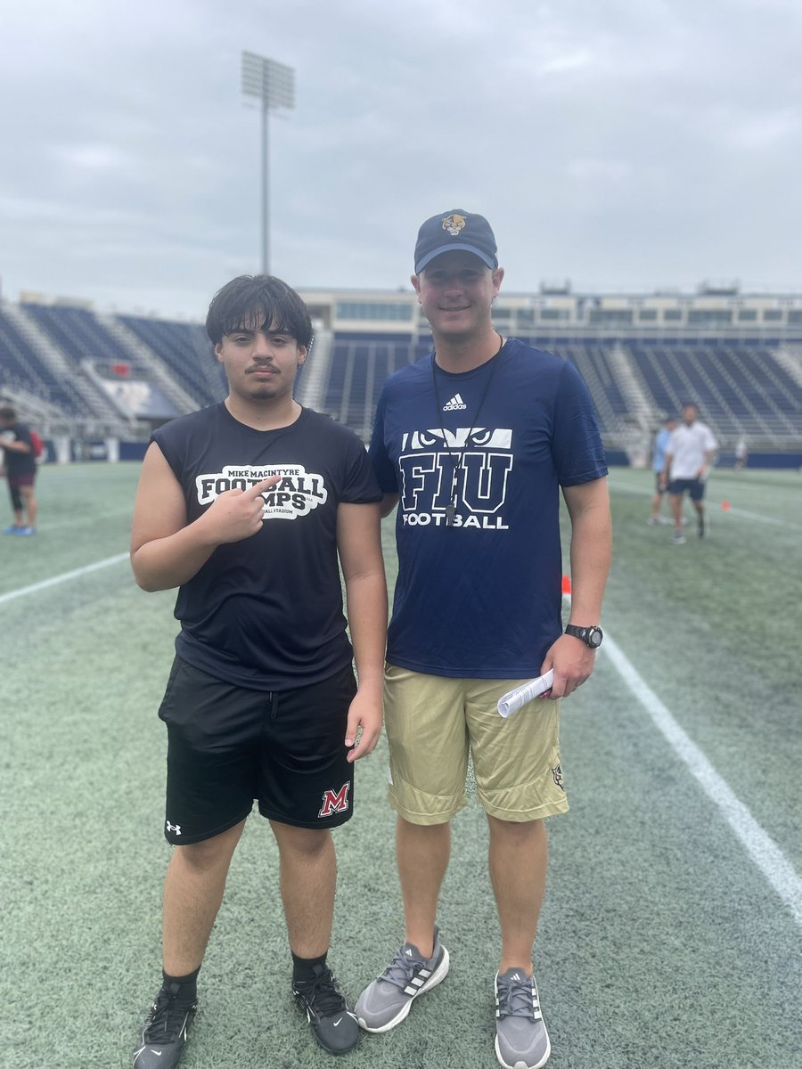 MarkCortes08's tweet photo. Had a great camp today at FIU! Thank you too all the coaches it was an honor.‼️@FIUFootball @HendricksonFIU @Coach_RThomas @Sir_Rock100 @larryblustein https://t.co/dPc7oEZ4UJ