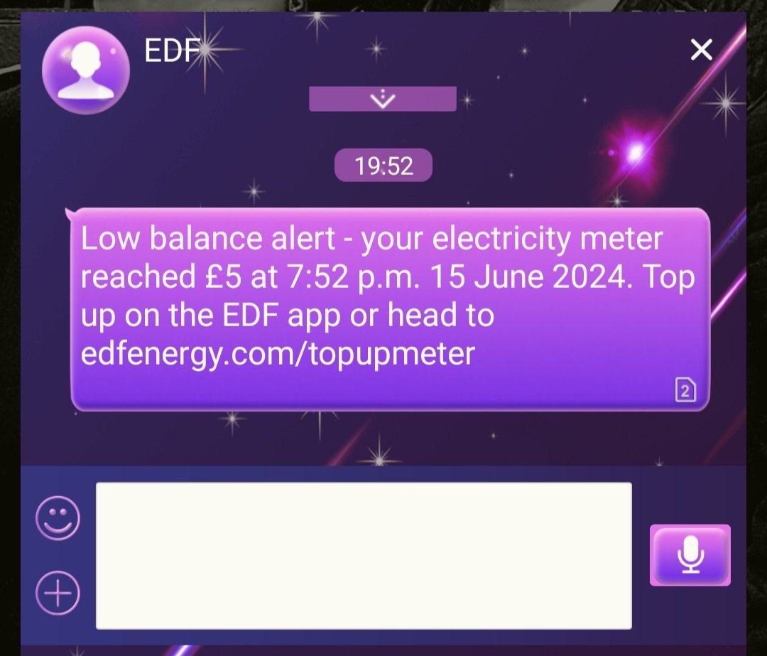 NickyBennett82's tweet photo. Would like to know who closed my electricity account 🤔 Low balance alert tonight, unable to add credit, app &amp; website saying I don't have an electricity account. Useful! @edfenergy https://t.co/ElSDdWtoBO