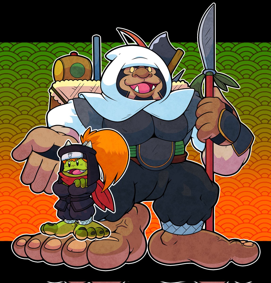 Daimaru And Kanbei! We Protecc!

Me Draw <a href="/DainamoTinysaur/">Dainamo</a> Ninja With Me As Benkei!

We Foot Warriors! 👣⚔️