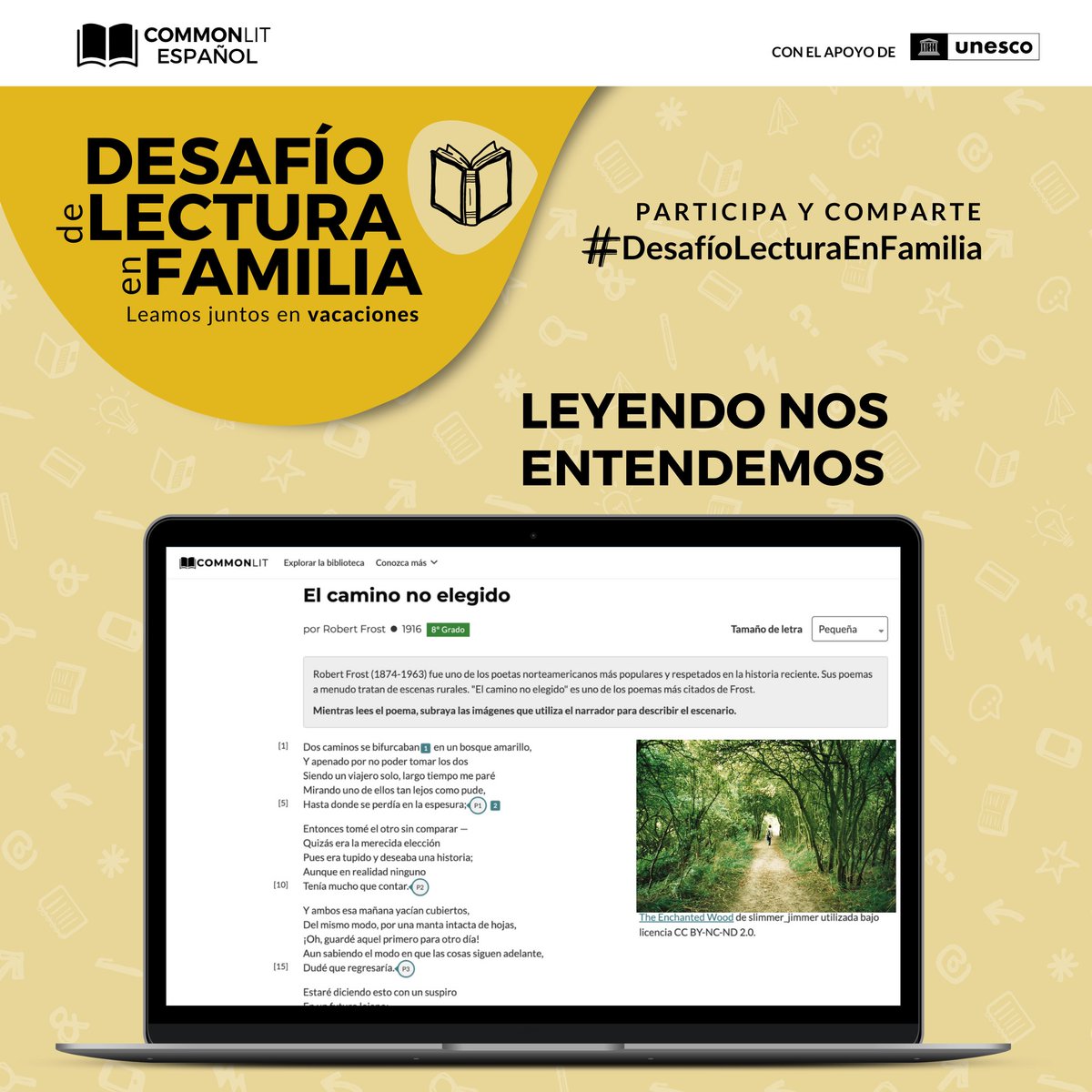 UNESCOMexico's tweet image. 👩‍👩‍👧‍👦👨‍👩‍👧‍👧👨‍👨‍👧‍👦 ¡Regresa el #DesafíoLecturaEnFamilia con @CommonLitES! 📚

👉🏿Consulta los textos gratuitos en línea para leer en vacaciones.

1️⃣ Ingresa a bit.ly/3KaccuH  
2️⃣ Da clic en el texto a leer
3️⃣ Cumple el desafío e imprime el certificado