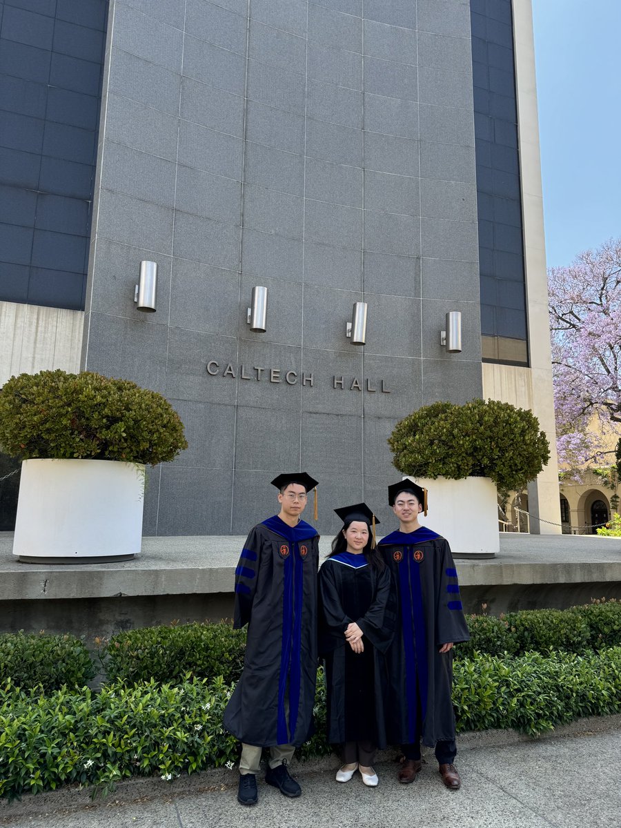 Lu_Wei8's tweet photo. Celebrating the first two PhD graduates from our group! A day to remember being an advisor! So proud of you two! @kunmiao95 @Jiajun__Du  #caltech2024 https://t.co/8UTuweiwjA