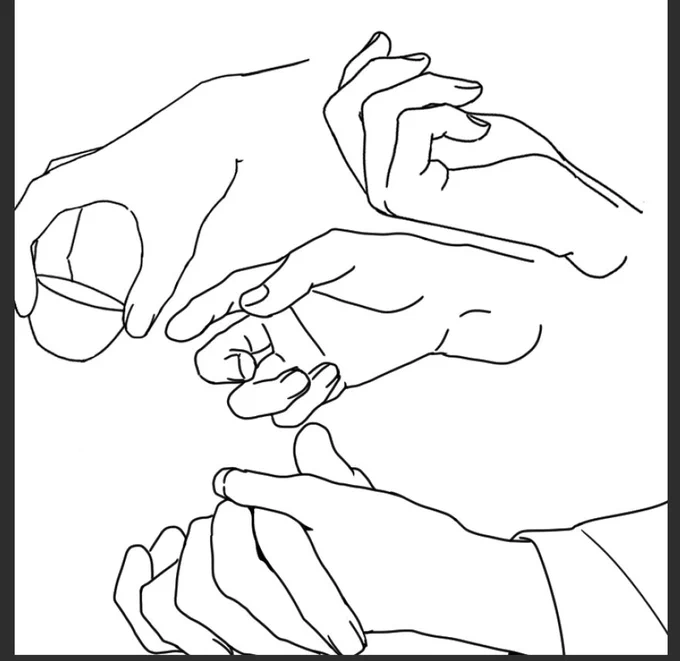 結局使わなかった手と見切れる手と左右間違えて描き直した手 泣 