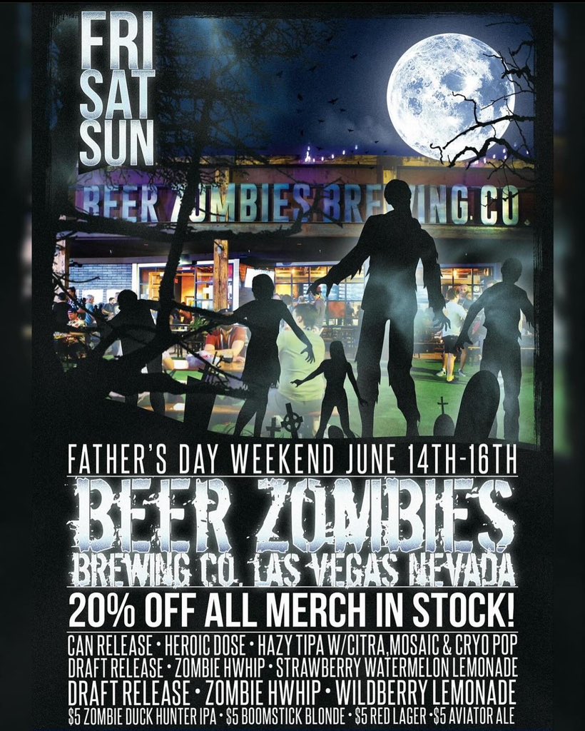 Day 2 of Father’s Day Weekend here at the brewery with beer specials🍺 and 20% OFF merch all weekend long! Come celebrate with us #fathersdayweekend 

Tonight <a href="/alphadawg_lv/">Alpha Dawg LV</a> 🌭 will be serving up killer loaded hotdogs starting at 5pm! #hotdogs #fries