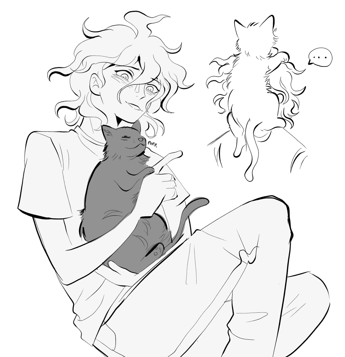 unifycurlyfry's tweet photo. [Ko-fi commission, thank you for the tip!!]

Komaeda with a kitten,,, him with animals makes me emotional cause i like to think he doesn't like to get too close to one out of fear of his luck messing with em, so him with a kitty is a sign of him healing in a weird way me thinks https://t.co/xijBJlUdPW