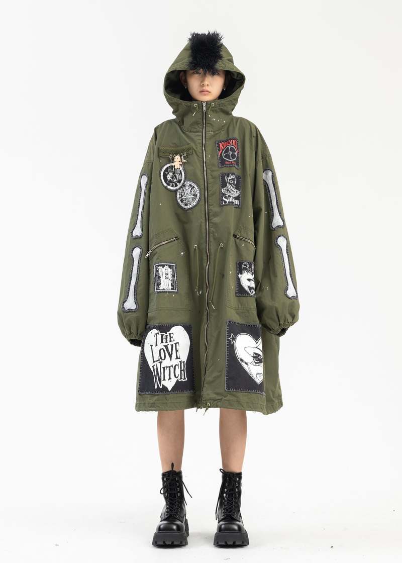kidill モッズコートMOHAWK PATCH MODS COAT Kidill - Mohawk Patch Mods Coat in Khaki