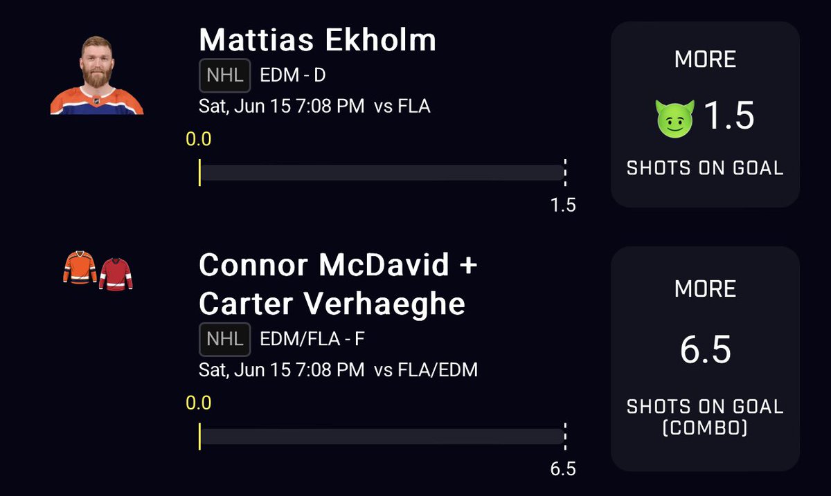 PlayerOdds's tweet photo. PRIZEPICKS NHL SMASH PAIR (+250)🔒

$25 likes to someone who likes when we sweep! 

#PlayerOdds #Gamblingx https://t.co/I3of5IQKty