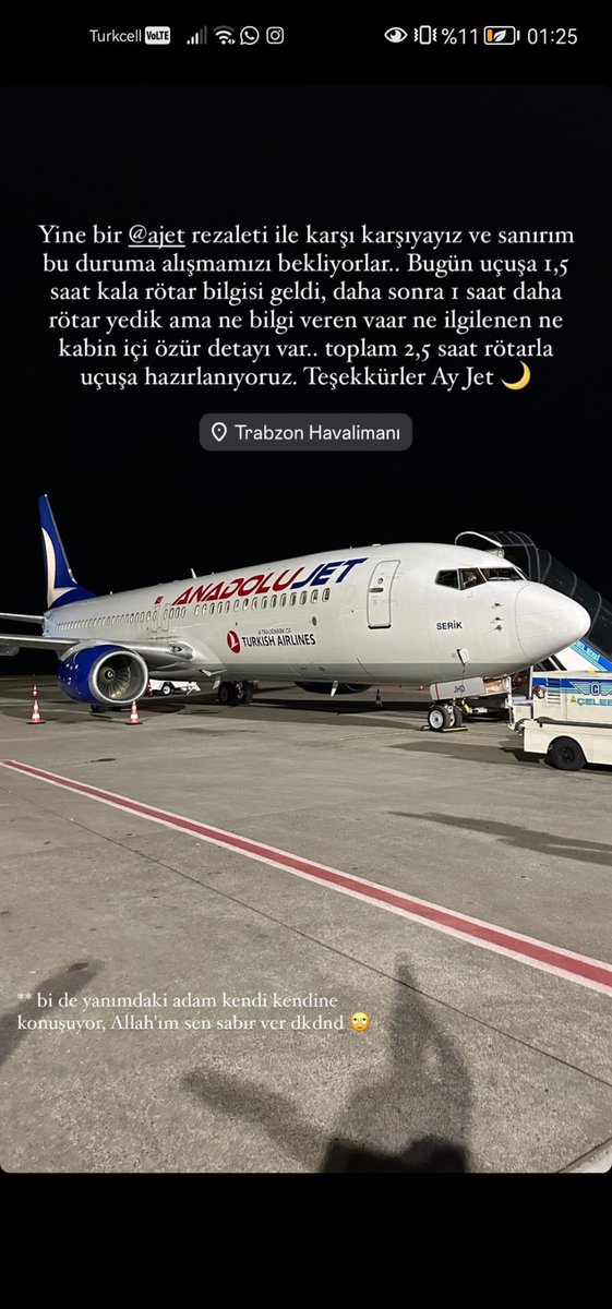 Rezaletin daniskası adeta 21.50 başlangıçlı uçuşu 23.40’a rötarlıyorsun kapıları 23.20’de kapatıyorsun 23.30’da havalanıyorsun. Bu saçmalıklar silsilesinin sebebini araştırdığında karşına Arabistan’dan kalkışlı uçuş seferlerini buluyorsun. Cidden çok yazık #Anadolujet  #Thy