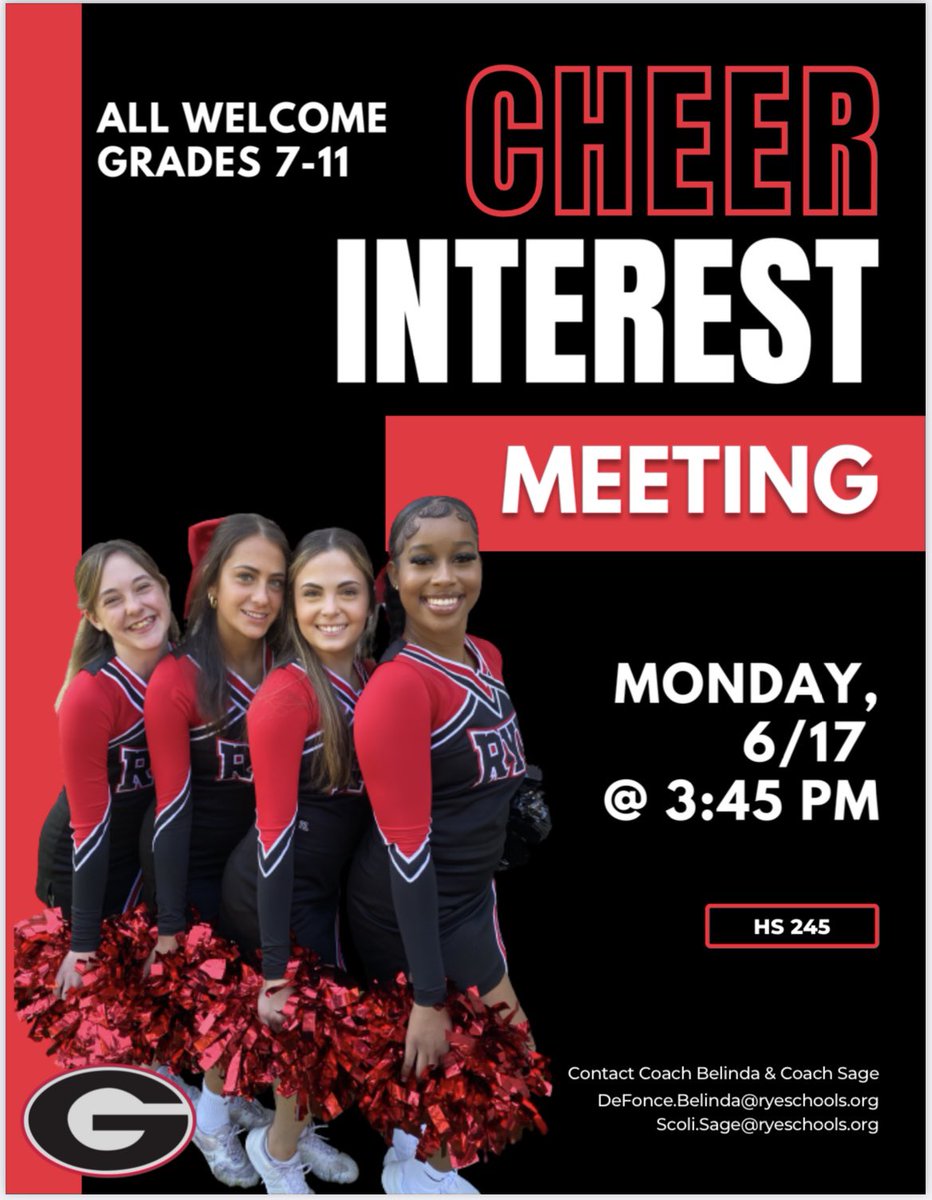 CoachB09042199's tweet photo. Cheerleading interest meeting Monday 3:45pm! https://t.co/8pgkfaSUam