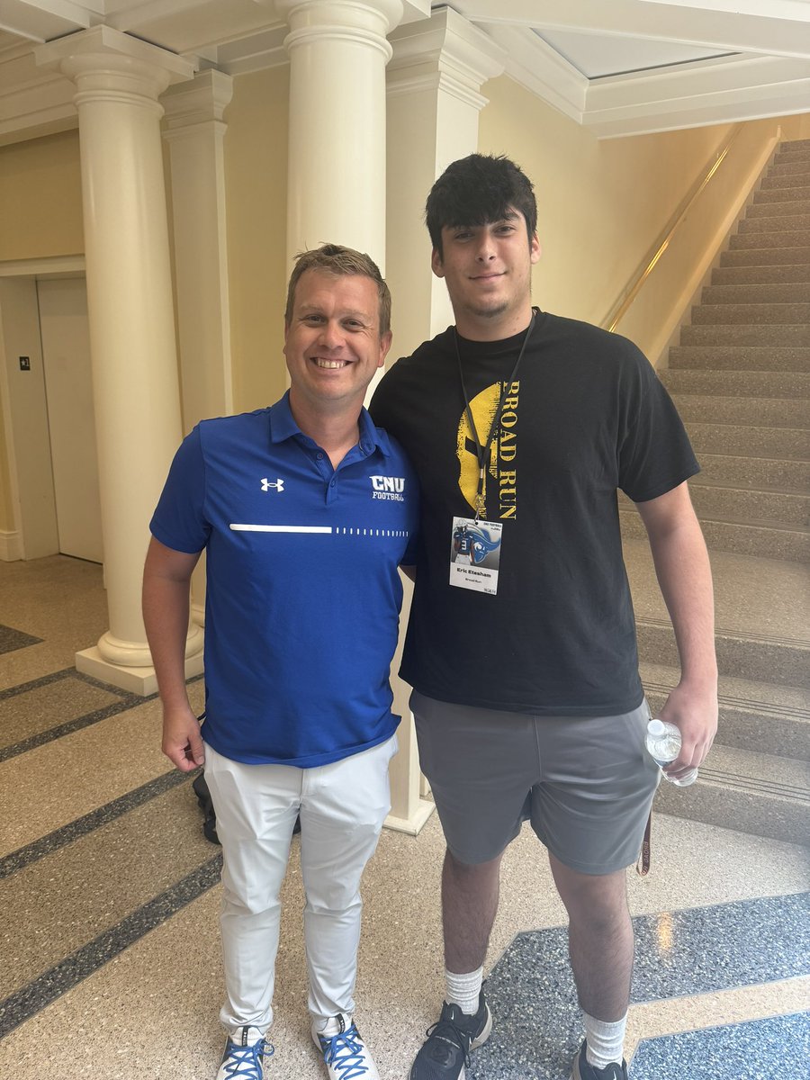 EricEtesham's tweet photo. Had a wonderful time at @cnu_football’s Junior Day today! Pumped up to be back there this fall! Thank you @indELIble173 for the invite! https://t.co/JWc2MttNJp