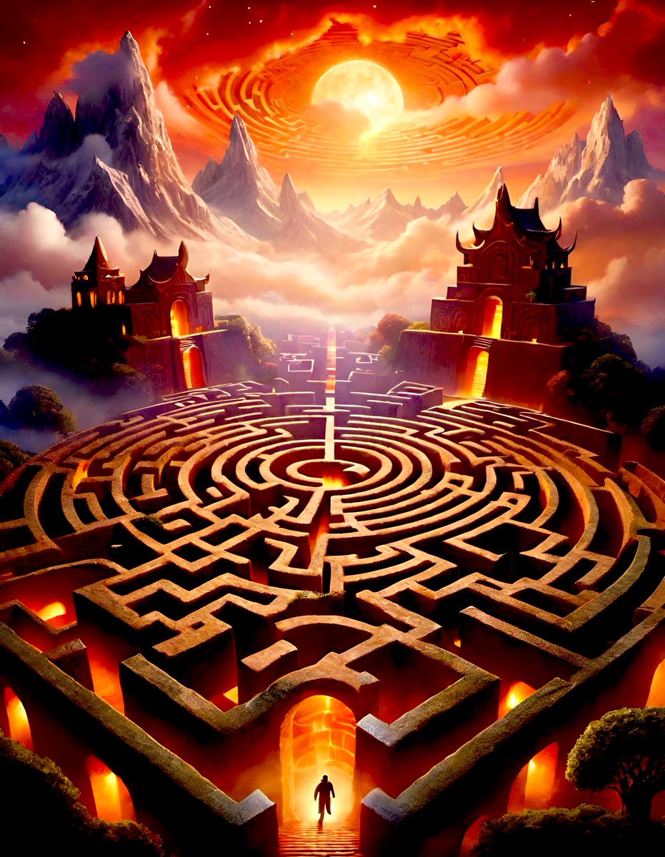 J_E_Gage's tweet photo. Lost in a maze, no exit found,
Twisting turns, no way around.
Endless paths, a haunting snare,
Till I woke, freed from despair.
AI words & art by Jade.E.Gage
#Ai #AIart #AIArtCommuity #AIArtwork #AIphoto #aicraz #Aipic #Maze #ArtificialIntelligence #ArtistOfTheYear #artistsupport #ComicArt #Poetry #PoemADay #BookX #ArtistsOfTwitter #GenerativeAI #fantasyart #Dream #ArtistOnX #comicbookart #DREAMS #PoemADay #poetrycommunity #poetrytwitter #poetrylovers #sciart #sciencefantasy #StorytellingArt