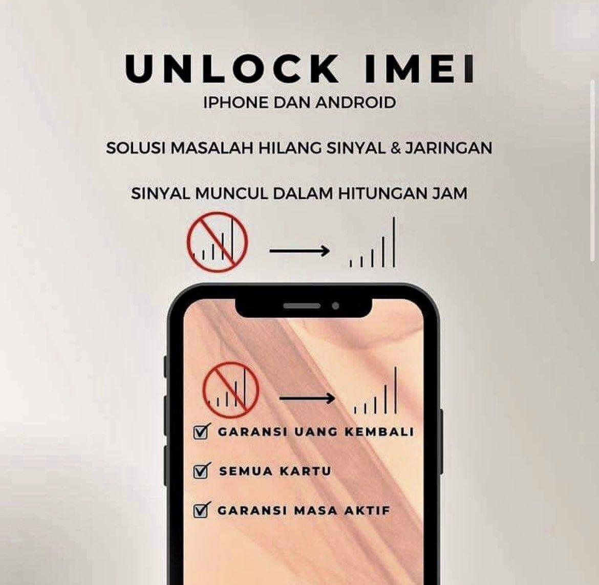 OPEN JASA UNBLOCK IMEI 🛜

💫 3BULAN 250✔️
💫 PERMANEN KEMENPERIN 850 ✔️
💫 PERMANEN BEA CUKAI 1,150,000✔️

AND BERGARANSI AND TRUSTED✅ 
WA: wa.me/6282171849298
#jastipimei #zonauang #Zonajajan #ZonaBA #zonaimei