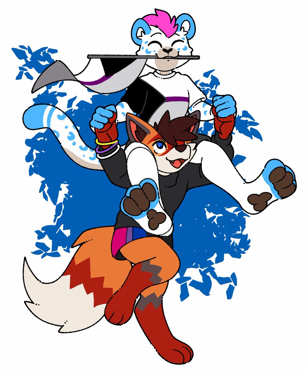 Feroxdoon92's tweet photo. Hope everyone is having a fantastic pride month and is able to be their true selves! Ferox and Babs sure are!

Delightfully happy pride piece featuring my friend @AuleOp by the ever wonderful @BATRUSE !!! https://t.co/BJRXxrgql6