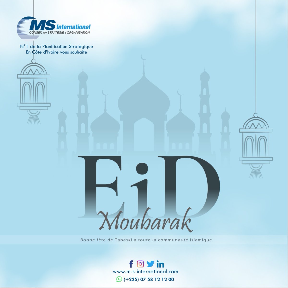 cabinet_msinter's tweet photo. Eid Mubarak!

#msinternational #strategie #organisation #msinter #planification #formation https://t.co/KM1AWY0HWr