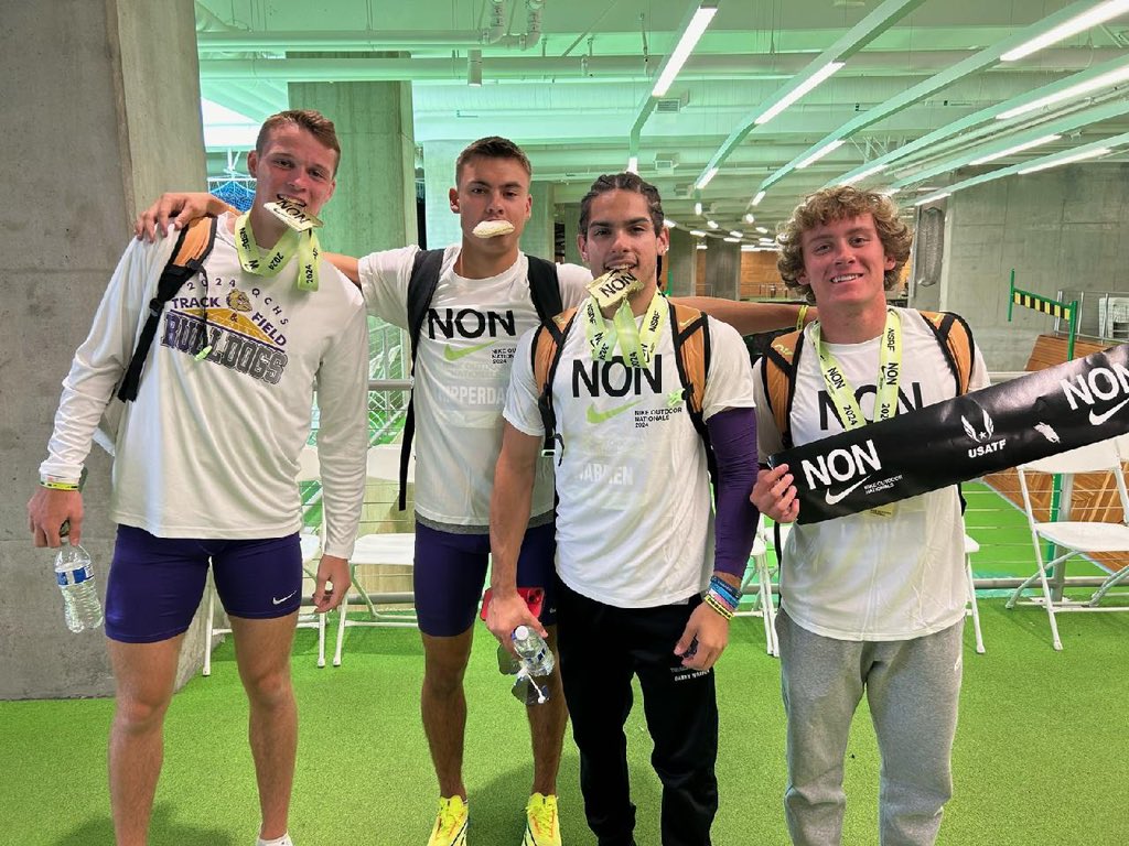 QCHS_Athletics's tweet photo. WOW! Congrats to these boys on becoming the 2024 NIKE Outdoor National Champions in the 4x400 M relay! Way to represent QC!! 

#qcusd #QCleads @qchs_xc_track @QCUSD_Athletics https://t.co/xs2fhSugVB