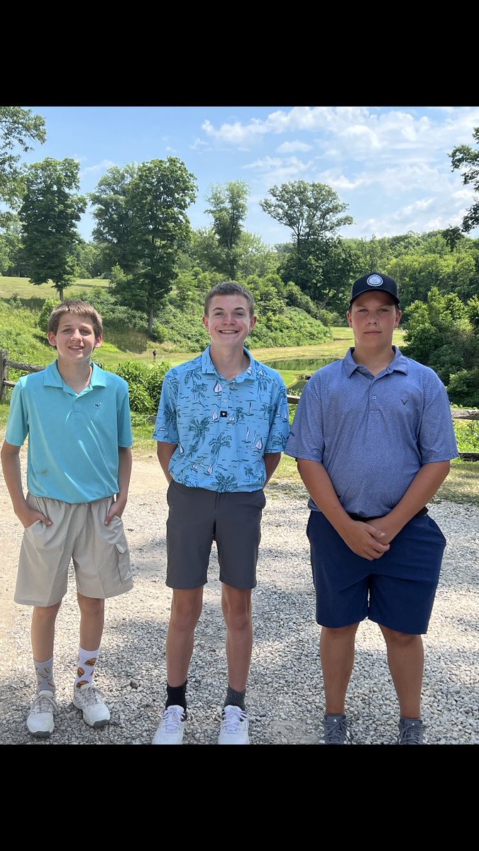 neofuturestour's tweet photo. Bristolwood Open Boys 9 Holes Middle School 

1. Lincoln Strohm 43 Champion ‘29

2.  Cole Urchek 45 Maplewood ‘29

3. Dominic Votino 50 Howland ‘29 https://t.co/DDhU9kmWcL