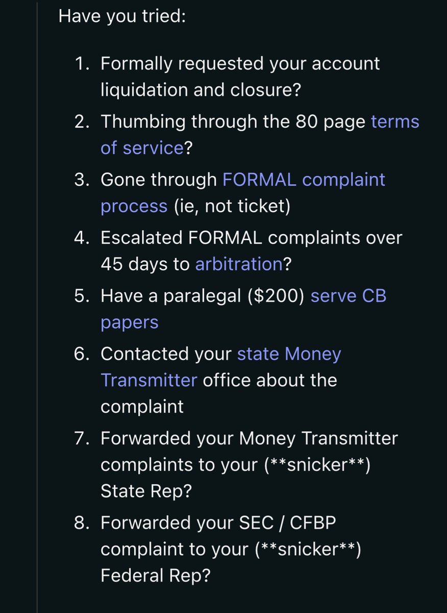 MrsRunescap3's tweet photo. The dreaded @coinbase & @CoinbaseWallet  account #lockouts! It's like trying to get into a club where the bouncer is a robot with a strict no-fun #policy.

It seems like #Coinbase is locking people out of their #accounts for various reasons, ranging from security concerns to arbitrary #decisions that make about as much sense as trying to teach a fish to ride a bicycle.

Some users have been locked out for months, even years, with little to #noexplanation or #resolution from Coinbase. It's like they're playing a game of "who can hold onto your money the longest"