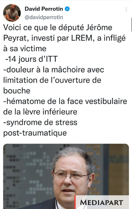 VRwatchingU's tweet photo. @realmarcel1 Jérôme #Peyrat que #Macron avait choisi pour représenter #Renaissance en 2022 aux #Législatives, malgré sa condamnation pour #ViolencesConjugales ayant entrainés 14 jours d'ITT.
Auj candidat sans l’investiture Renaissance mais avec le soutien de la "majorité" 49.3 macroniste... https://t.co/sxBFy0ZFMN