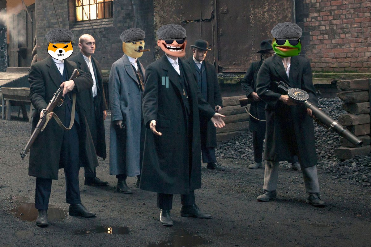 singixai's tweet photo. We are Peaky Blinders. 
@Pepe  @Shibtoken @dogecoin  welcome to the family.  

The market will be taken over by memcoins 😎🔥🚀🌑

#Pepe #Shib $Pepe $Shib $Doge #memecoin2024 #MEMECOİN https://t.co/zY0WwVcekx