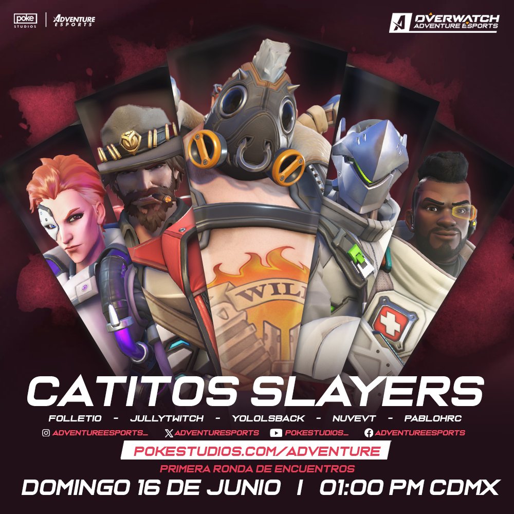 AdventureSp0rts's tweet image. PREPARADOS PARA LA AVENTURA! El equipo 𝘾𝘼𝙏𝙄𝙏𝙊𝙎 𝙎𝙇𝘼𝙔𝙀𝙍𝙎 esta listo para dominar los icónicos mapas de Overwatch! #VamosAdventure!

✦ 𝘾𝘼𝙏𝙄𝙏𝙊𝙎 𝙎𝙇𝘼𝙔𝙀𝙍𝙎 ✦  
🛡️@YoloIsBack_
➕@folleti0
➕@pabloahrc
⚔️@Nube_vt 
⚔️@Juuly_Twitch