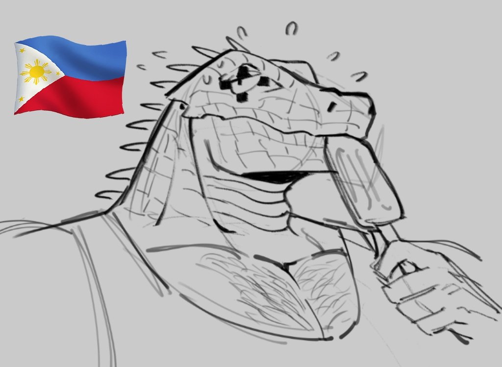 jnjon_jon's tweet photo. Drawing kaiman suffering in a phillipine summer https://t.co/mqLHP80F6F