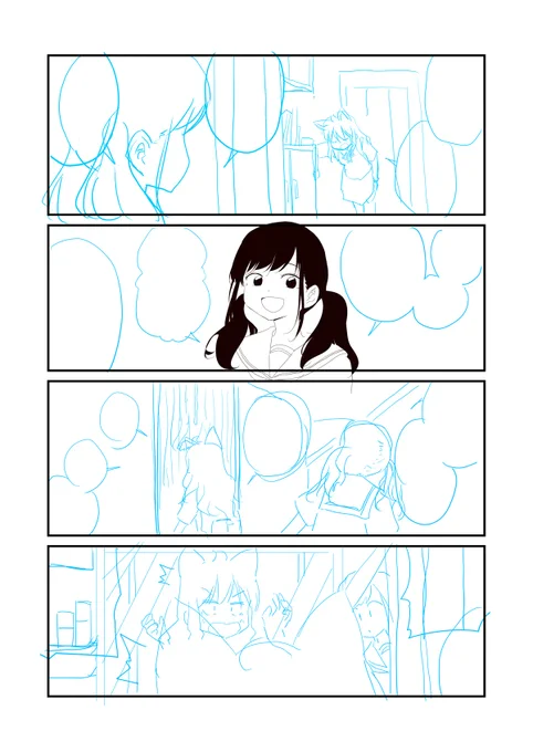 昨日描いた黒髪女子をしっかり再利用して下書き描けました!!(`・ω・') 