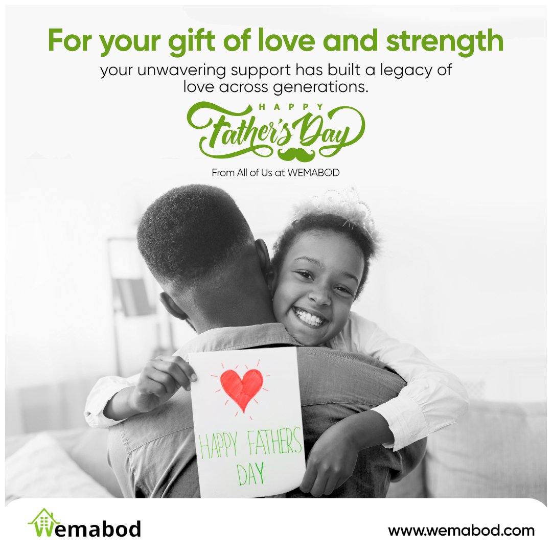 wemabodltd's tweet photo. Happy Father's Day to all the incredible dads.

Today, we celebrate the strength, dedication, and love you bring to both your families and our team.

Thank you for helping us build not just homes, but strong communities. 

 #FathersDay #BuildingDreams #RealEstate #Wemabodltd https://t.co/GvuFzvW9fn