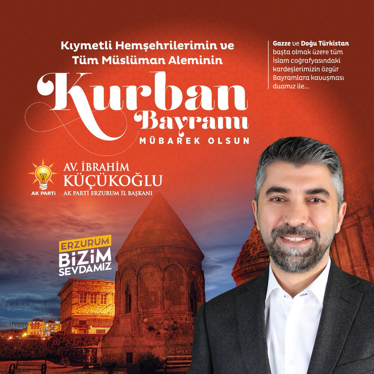 Mübarek Kurban Bayramı’nın milletimize, İslam âlemine ve tüm insanlığa sağlık, huzur ve barış getirmesini Cenab-ı Allah’tan niyaz ediyorum.

Hayırlı bayramlar…