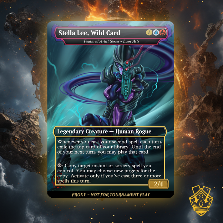 rulluma's tweet photo. 🃏✨ Our twist for Stella Lee, Wild Card from our featured artist: @leyn.arts! ✨🃏
#MagicTheGathering #MTG #mtgcommunity #mtgcommander #mtgedh #mtgcards #mtglife #mtgalteredart https://t.co/LfGHertGPc