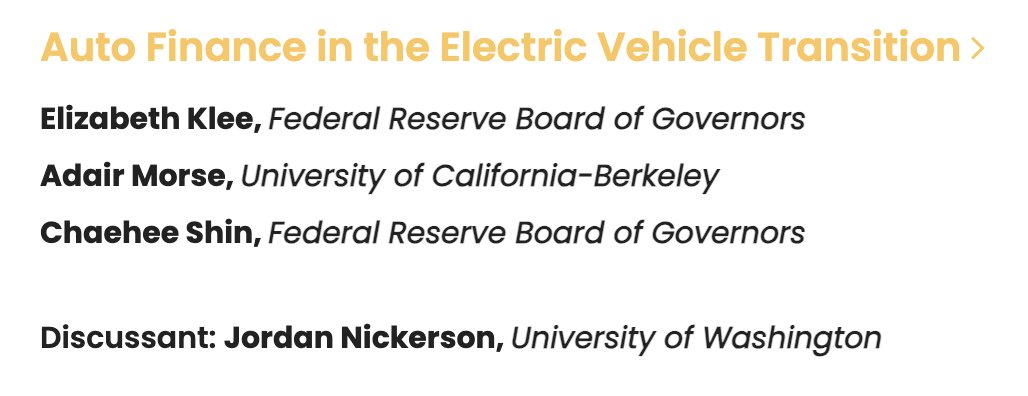 Is anyone at the 2024 Western Finance Association Conference in Honolulu? If so, please join SAIF Faculty Co-Director Adair Morse discussing the costs of the green transition, specifically auto finance in the electric vehicle transition on Sunday. westernfinance-portal.org/conferencesess…