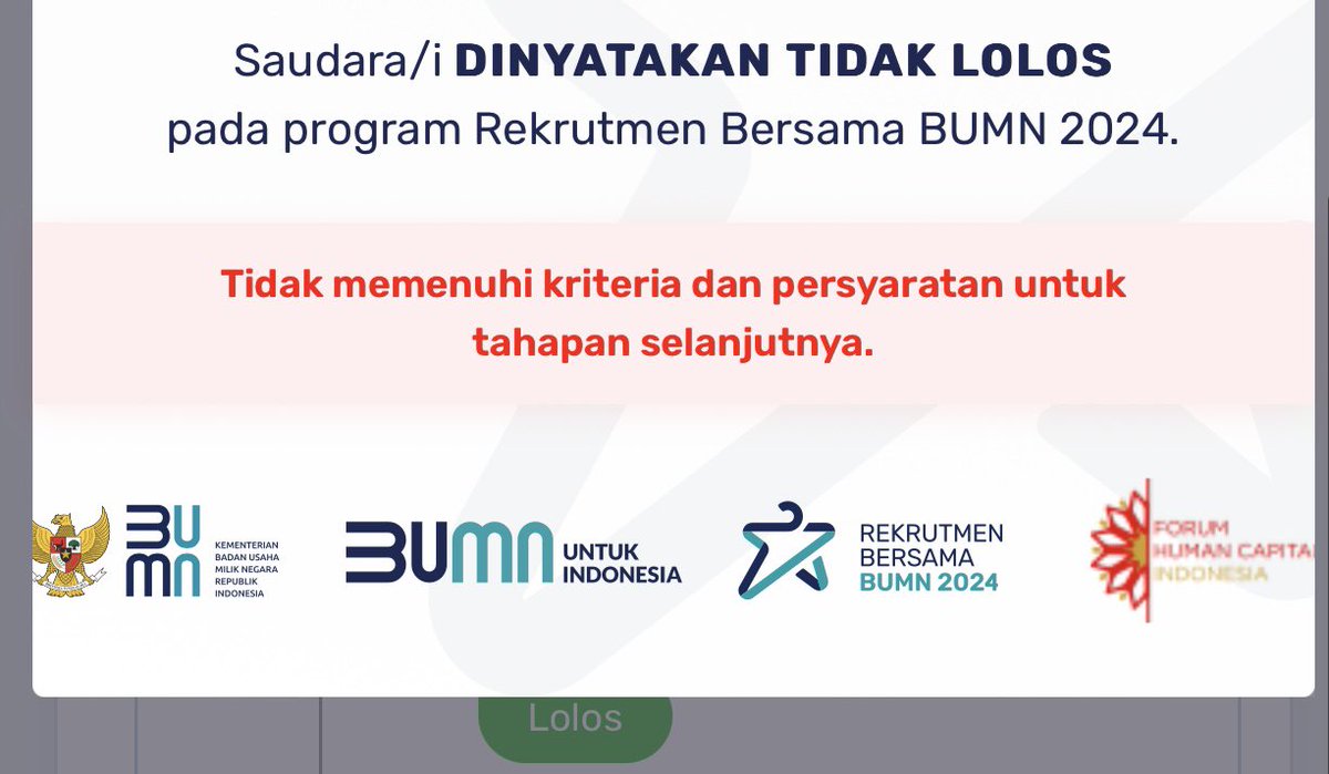 ditaaaarang's tweet image. Kepada Yth. Tim Rekrutmen Bersama BUMN 2024, @erickthohir 

Saya ingin menyampaikan kekecewaan saya terkait hasil seleksi yang baru saja diumumkan. Sebagai informasi, saya telah lolos tes pertama dgn peringkat 1 dan berhasil melewati tes kedua dengan nilai yang cukup memuaskan.