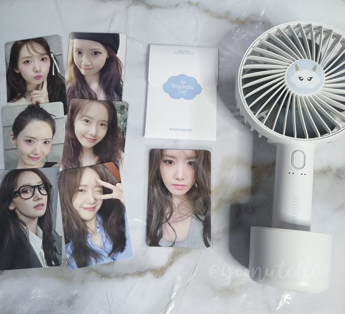 yoonutella1's tweet photo. — Not today mails 💌

📸: Birthday pop up MD - photo card set and handfan+pc

Happy to see this; blue theme merchandise and all beautiful poses of Yoona in the photocard 💕 can't wait for my tote bag B ver to arrive https://t.co/2ViBtNG7FW
