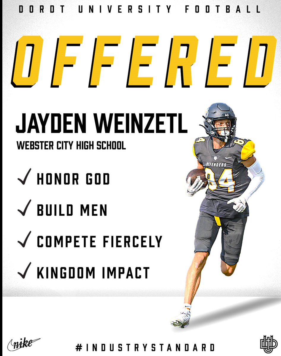 Jayden Weinzetl (@jaydenweinzetl) on Twitter photo After a great camp and conversation with <a href="/AO1CoachKenney/">Joe Kenney</a> and <a href="/LeakeyJessup/">Coach Jessup Leakey</a> I am very blessed and excited to receive an offer to play football <a href="/DordtFB/">Dordt Football</a>!!! Thank you <a href="/StuhrJamin/">Jamin Stuhr</a> for introducing me to Dordt! <a href="/coach_penner/">Joel Penner</a> <a href="/CoachTeiger/">Coach Luke Munsterteiger</a> <a href="/BMcCormick08/">Brandon McCormick</a> <a href="/Coach_Roelofs/">Coach Taylor Roelofs</a> After a great camp and conversation with <a href="/AO1CoachKenney/">Joe Kenney</a> and <a href="/LeakeyJessup/">Coach Jessup Leakey</a> I am very blessed and excited to receive an offer to play football <a href="/DordtFB/">Dordt Football</a>!!! Thank you <a href="/StuhrJamin/">Jamin Stuhr</a> for introducing me to Dordt! <a href="/coach_penner/">Joel Penner</a> <a href="/CoachTeiger/">Coach Luke Munsterteiger</a> <a href="/BMcCormick08/">Brandon McCormick</a> <a href="/Coach_Roelofs/">Coach Taylor Roelofs</a>