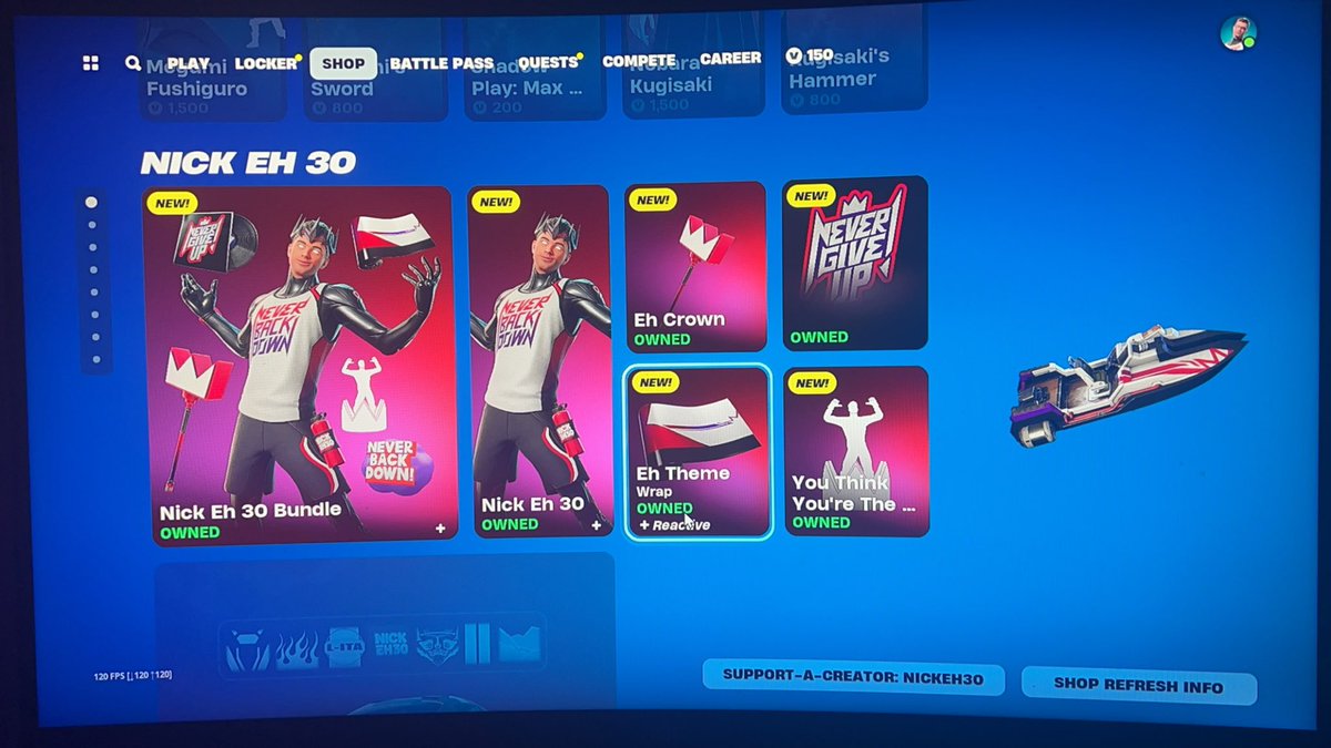 Ethanfream0's tweet photo. NickEh30 Icon Skin You know we had to cop and get both make sure to use code #nickeh30 in the shop https://t.co/vdr0GDNjGu